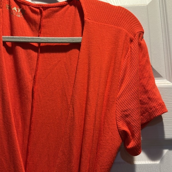 NWT! Skatie Orange Gwen Rib Knit Wrap Mini Dress M V-Neck - Picture 6 of 9
